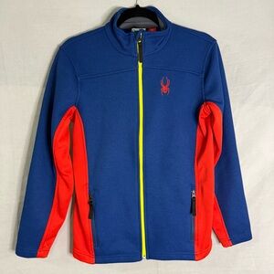 Spyder Youth Bandit Full Zip Fleece Jacket Sz XL Blue Red